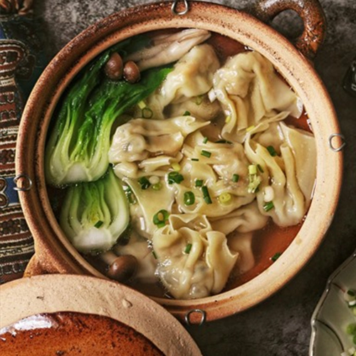 Soupe raviolis crevettes