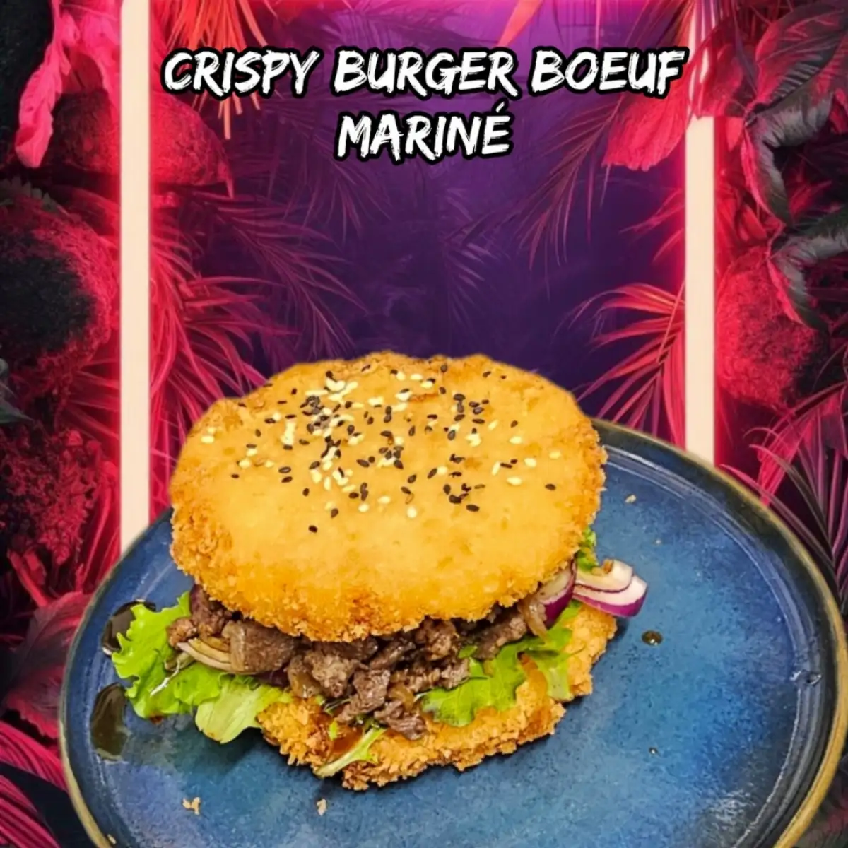 Crispy  burger boeuf mariné